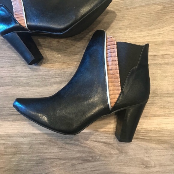 Mark. Black and Brown Heeled Booties Size 9 - Picture 2 of 7
